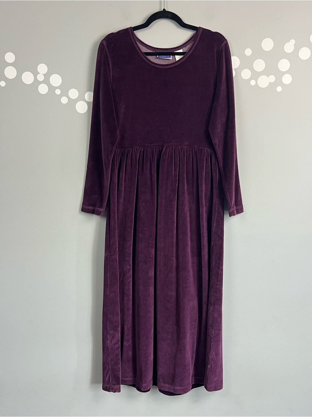 Erika & Co Vintage Velour Babydoll Dress Long Sleeve 90s Grunge Size S
